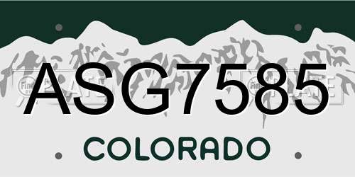 ASG7585 Colorado License Plate