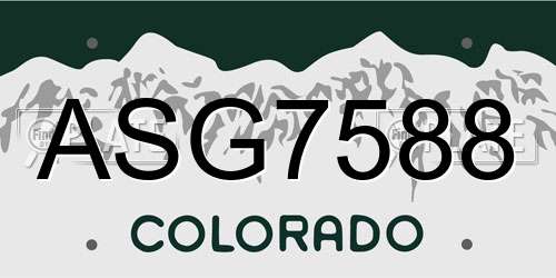 ASG7588 Colorado License Plate