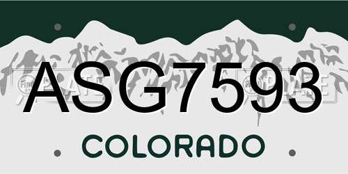 ASG7593 Colorado License Plate