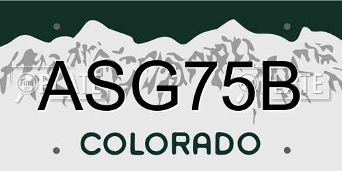 ASG75B Colorado License Plate