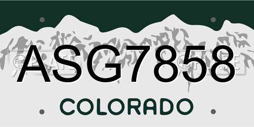 ASG7858 Colorado License Plate