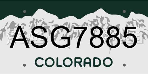 ASG7885 Colorado License Plate