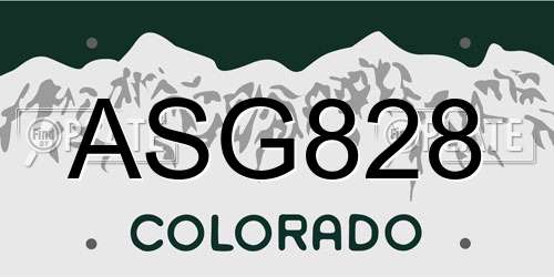 ASG828 Colorado License Plate
