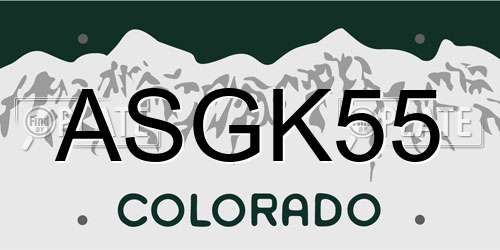 ASGK55 Colorado License Plate