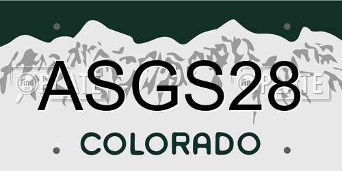 ASGS28 Colorado License Plate