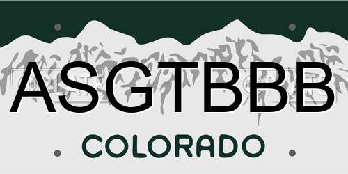 ASGTBBB Colorado License Plate