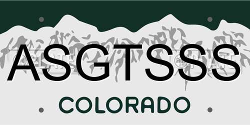 ASGTSSS Colorado License Plate