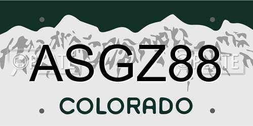 ASGZ88 Colorado License Plate