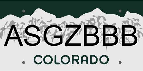 ASGZBBB Colorado License Plate