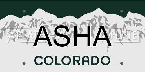 ASHA Colorado License Plate