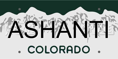 ASHANTI Colorado License Plate