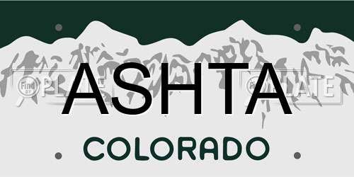 ASHTA Colorado License Plate