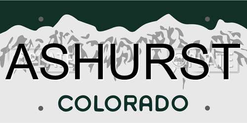 ASHURST Colorado License Plate