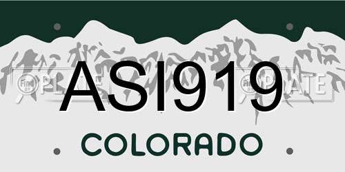ASI919 Colorado License Plate