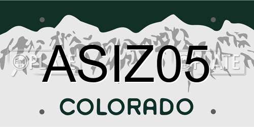 ASIZ05 Colorado License Plate