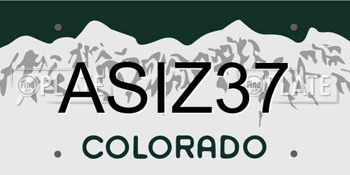 ASIZ37 Colorado License Plate
