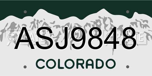 ASJ9848 Colorado License Plate