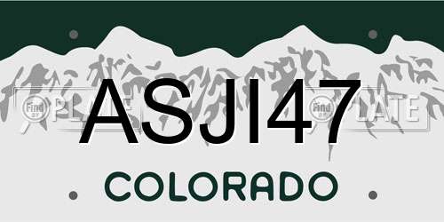 ASJI47 Colorado License Plate