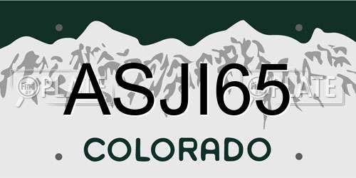 ASJI65 Colorado License Plate