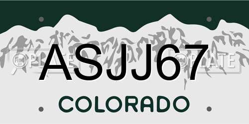 ASJJ67 Colorado License Plate