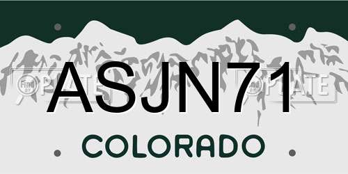 ASJN71 Colorado License Plate