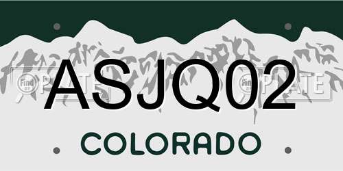 ASJQ02 Colorado License Plate