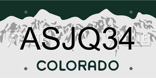 ASJQ34 Colorado License Plate