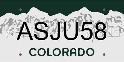 ASJU58 Colorado License Plate