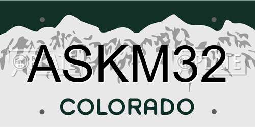 ASKM32 Colorado License Plate