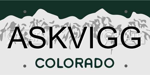 ASKVIGG Colorado License Plate