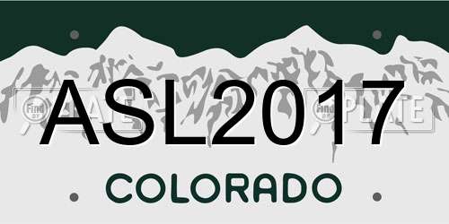 ASL2017 Colorado License Plate
