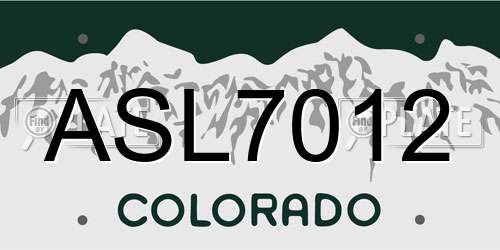 ASL7012 Colorado License Plate