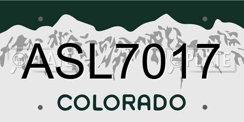 ASL7017 Colorado License Plate
