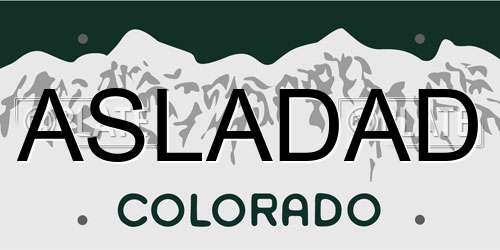 ASLADAD Colorado License Plate