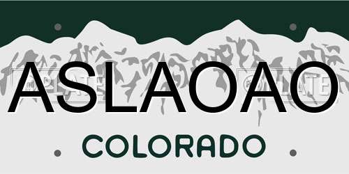 ASLAOAO Colorado License Plate