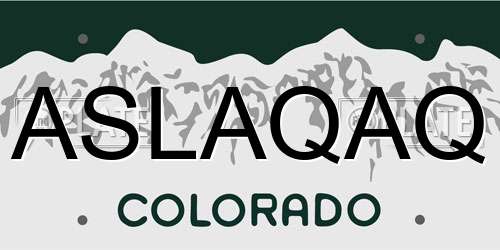 ASLAQAQ Colorado License Plate