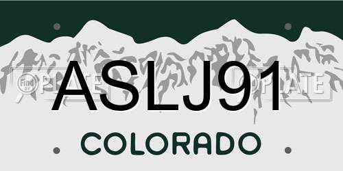 ASLJ91 Colorado License Plate