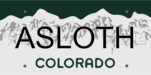 ASLOTH Colorado License Plate