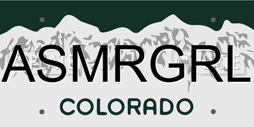 ASMRGRL Colorado License Plate