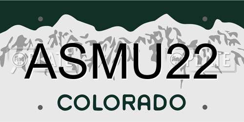 ASMU22 Colorado License Plate