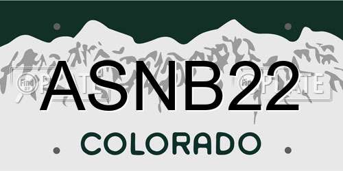 ASNB22 Colorado License Plate