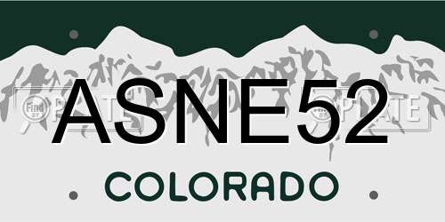 ASNE52 Colorado License Plate