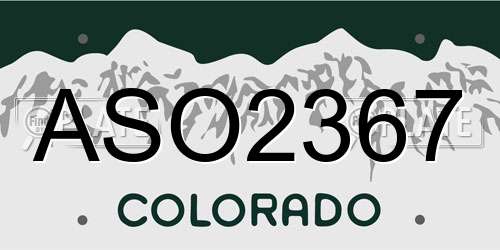 ASO2367 Colorado License Plate