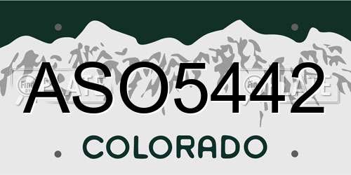 ASO5442 Colorado License Plate