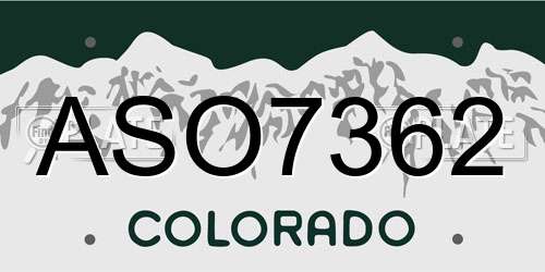 ASO7362 Colorado License Plate