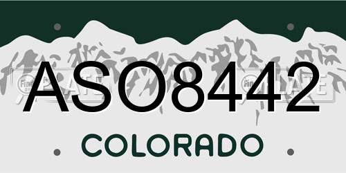 ASO8442 Colorado License Plate