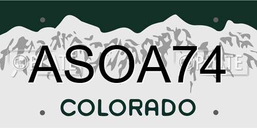 ASOA74 Colorado License Plate