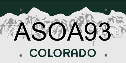 ASOA93 Colorado License Plate