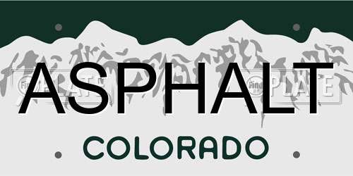 ASPHALT Colorado License Plate