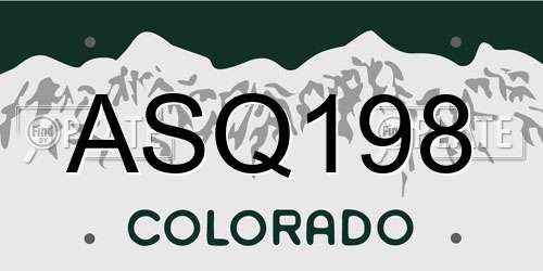 ASQ198 Colorado License Plate